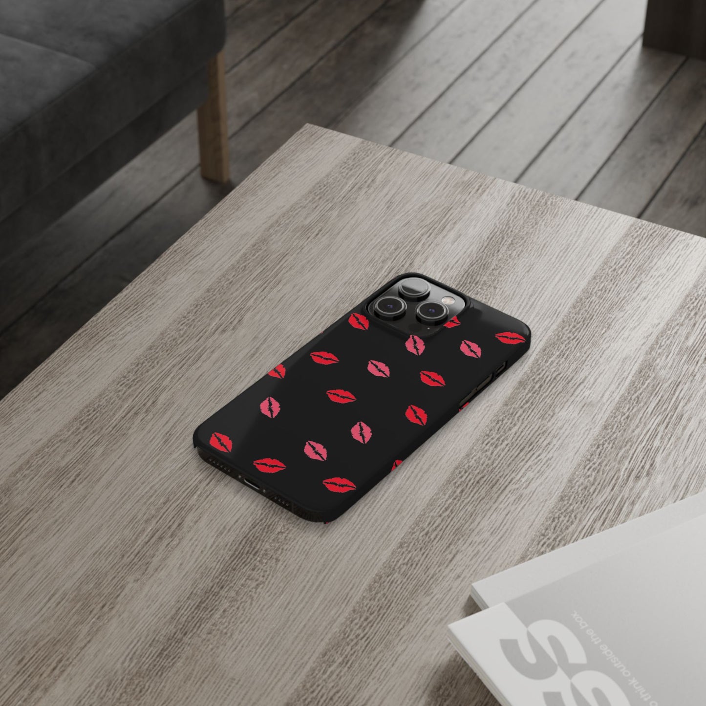 Kiss Mark Slim Phone Case - Chic Lip Print Design for Fashion Lovers