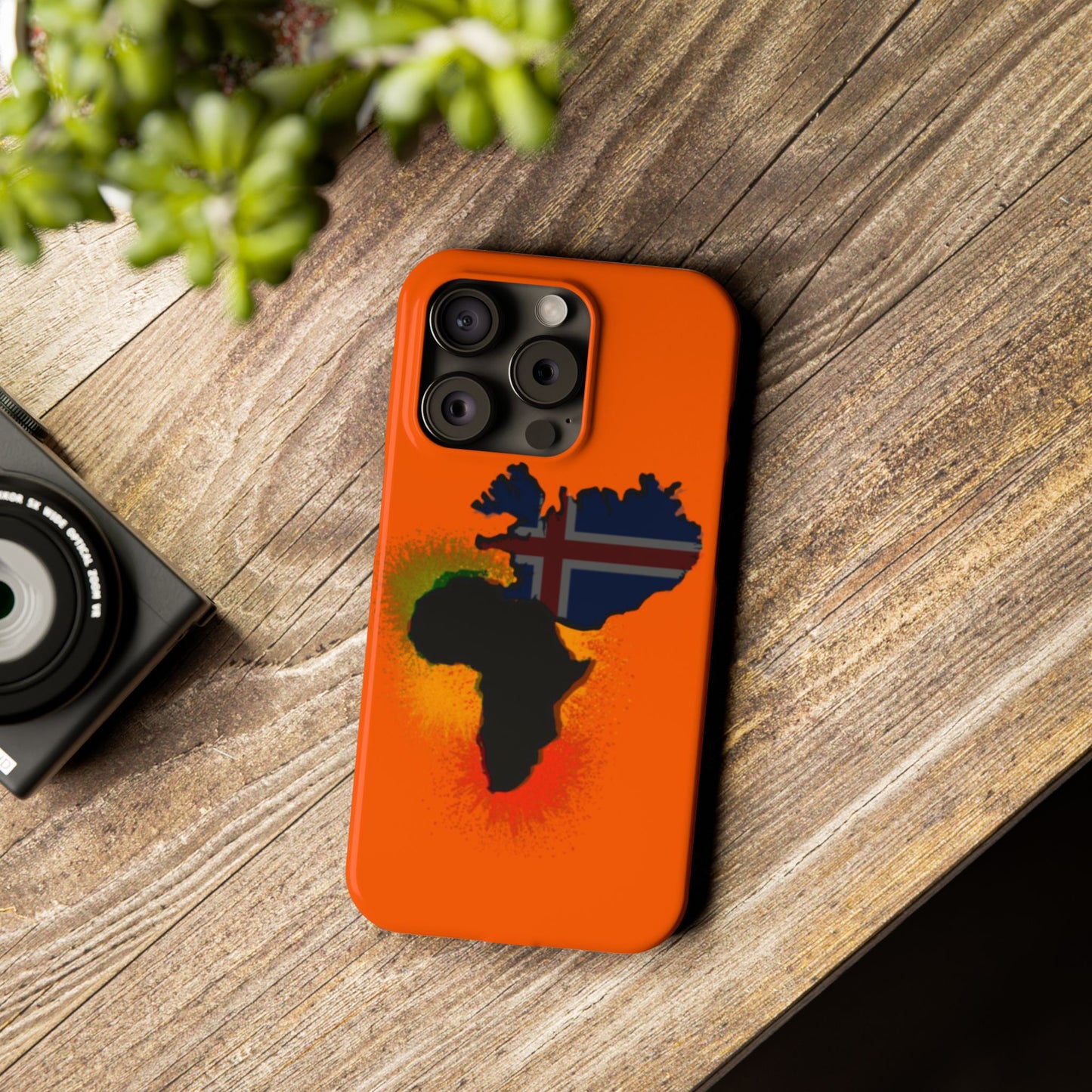 Bold African Map Slim Phone Case with Icelandic Flag