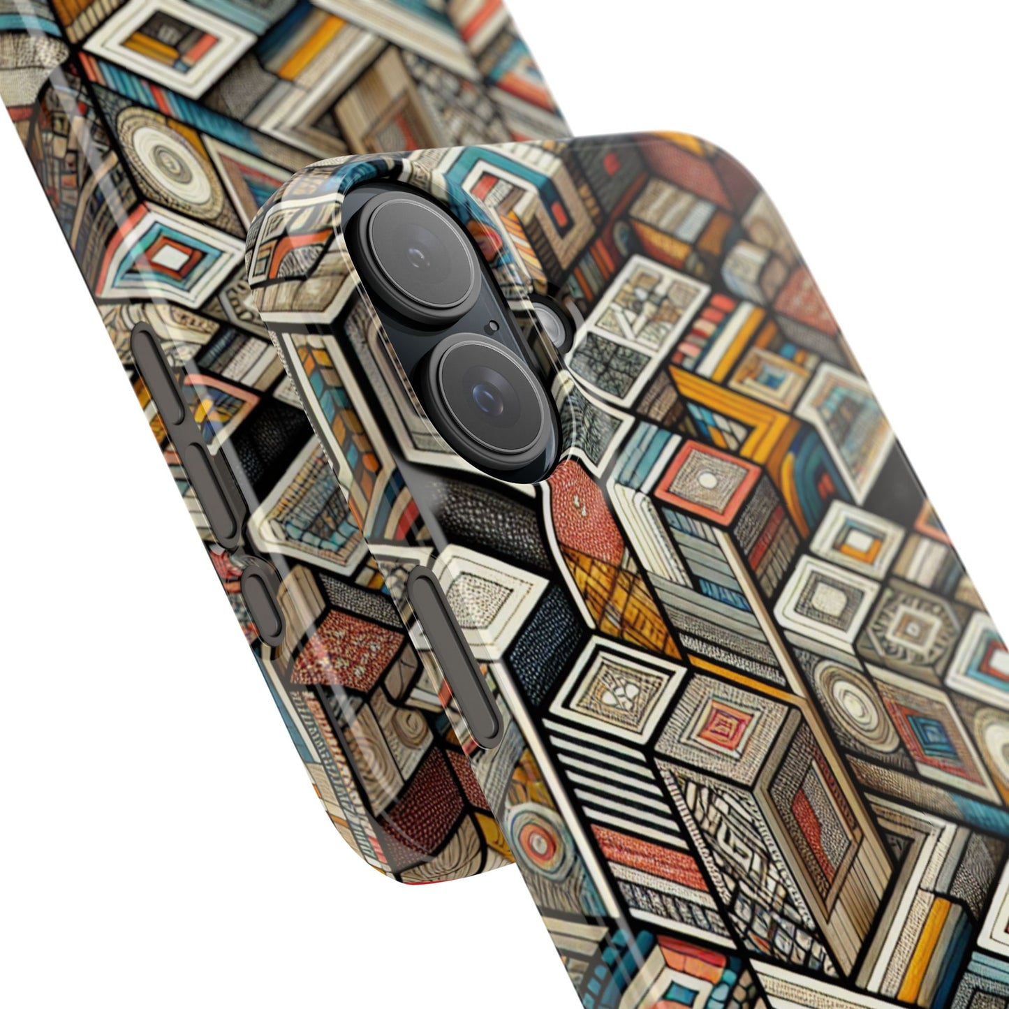 Artistic Retro Geometric Slim Phone Case - Unique Abstract Design