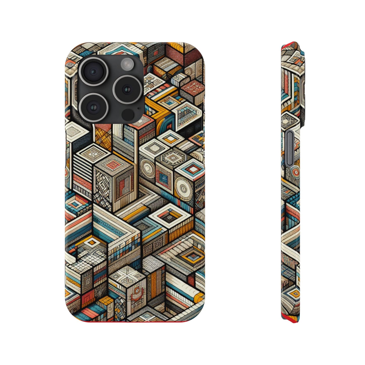 Artistic Retro Geometric Slim Phone Case - Unique Abstract Design