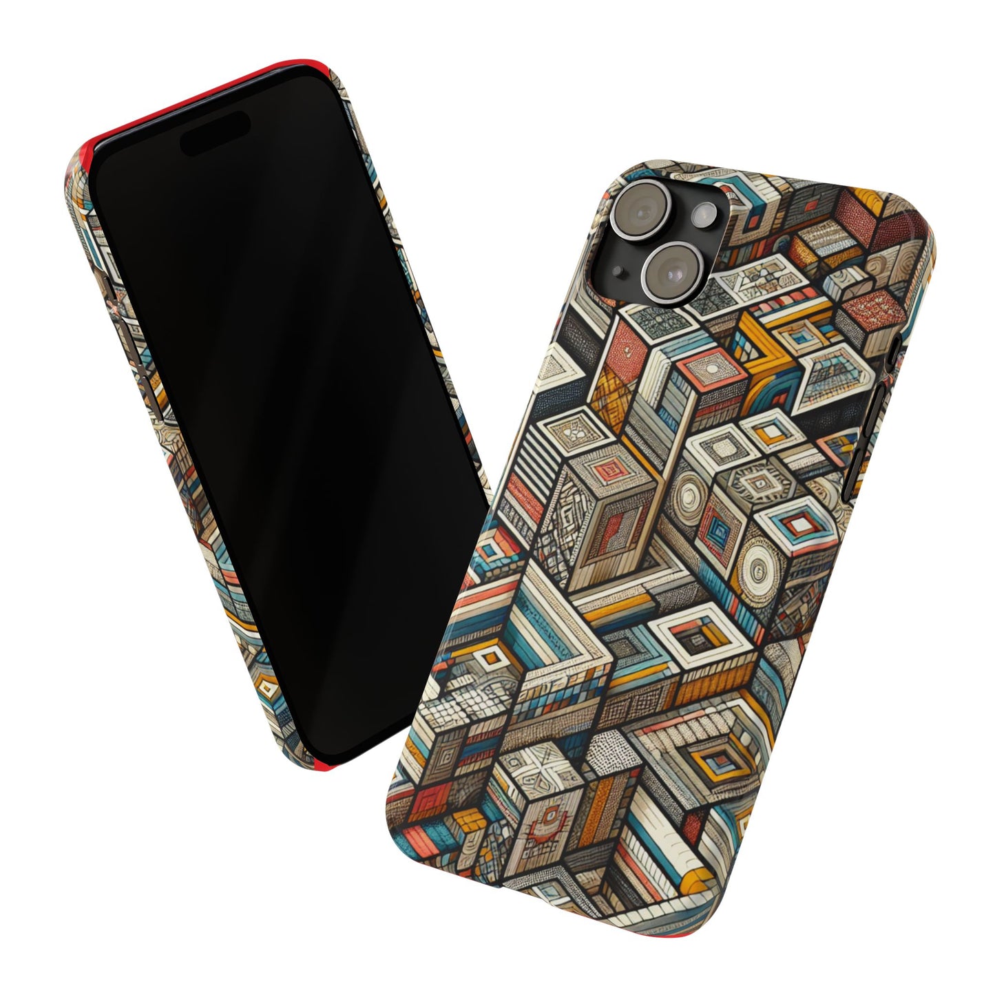 Artistic Retro Geometric Slim Phone Case - Unique Abstract Design