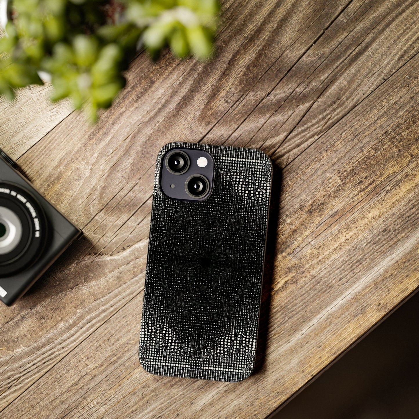 Glamorous Black Diamond Pattern Slim Phone Case