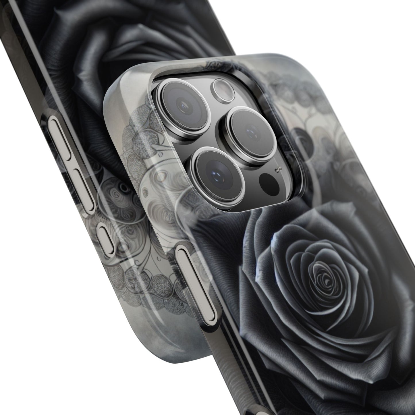 Elegant Black Rose Slim Phone Case for Stylish Protection