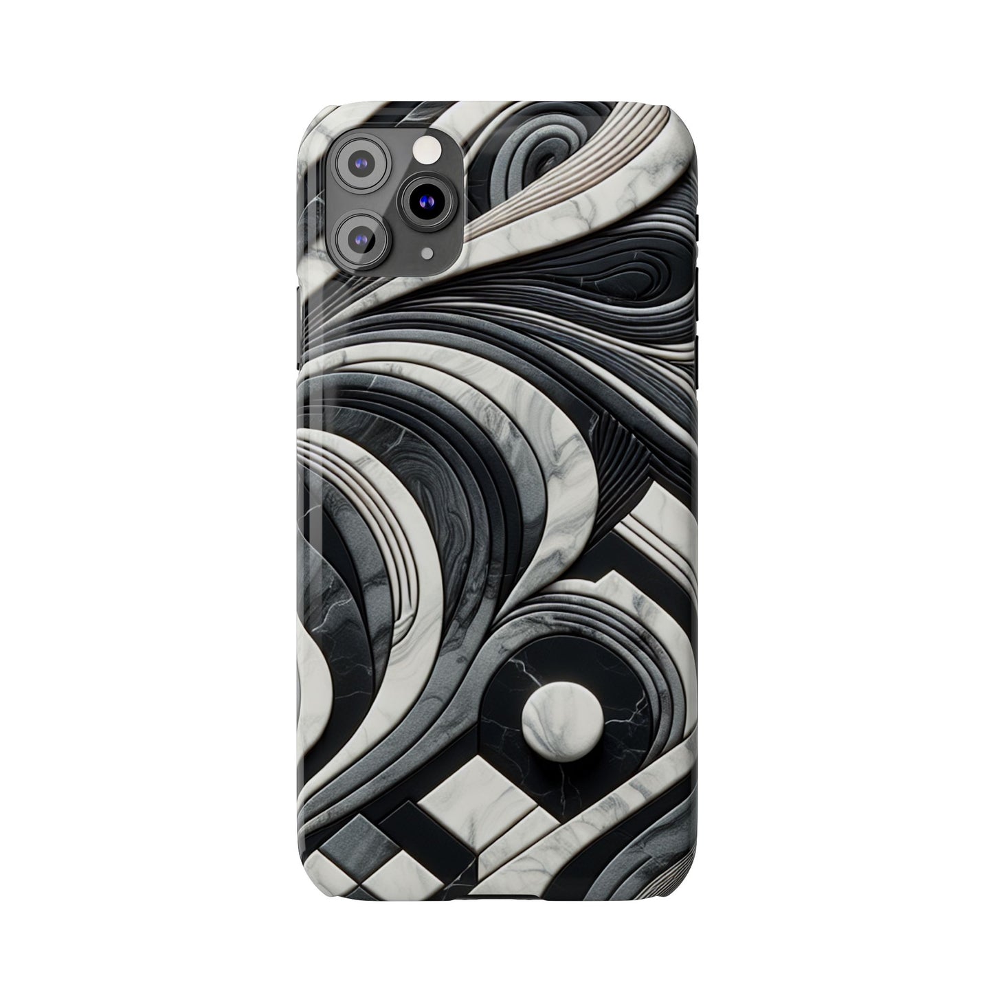Elegant Marble Slim Phone Case - Stylish Black & White Design