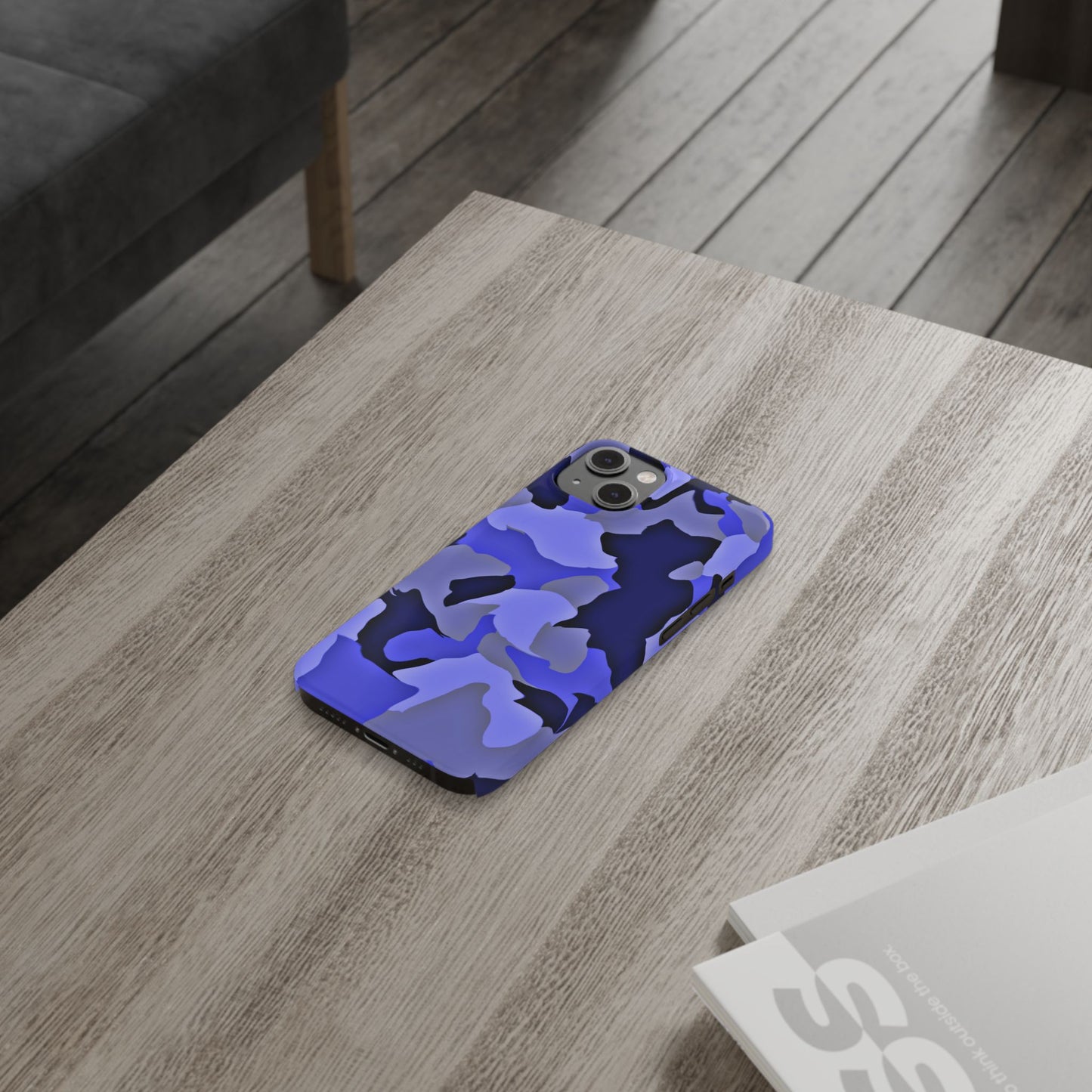 Stylish Slim Phone Case - Blue Abstract Camo Design for Trendsetters