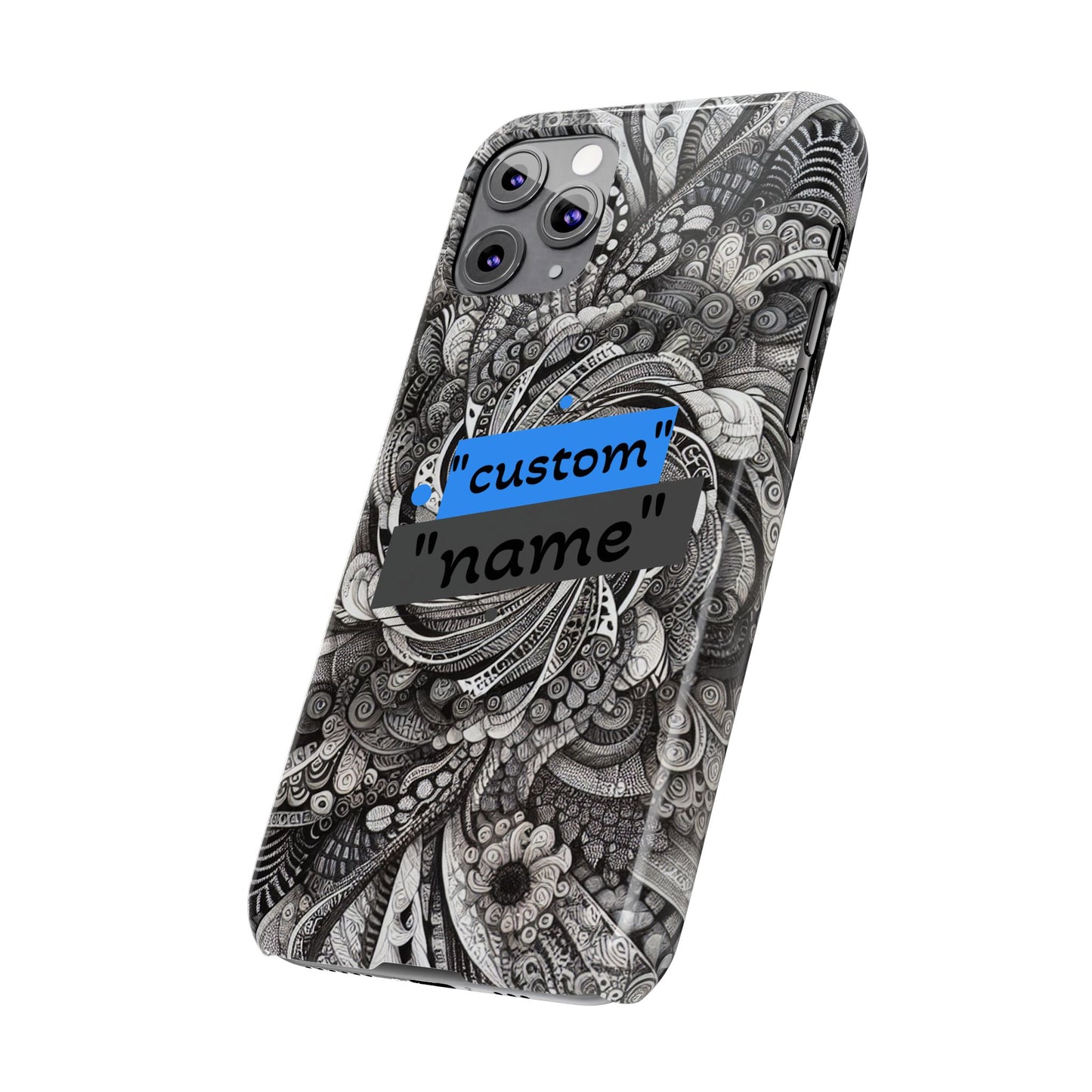 Customizable Slim Phone Cases - Personalized Black Swirl Design