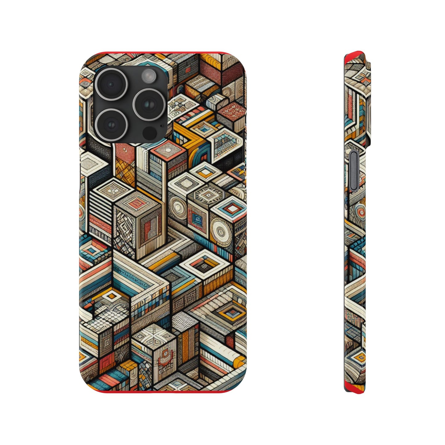 Artistic Retro Geometric Slim Phone Case - Unique Abstract Design