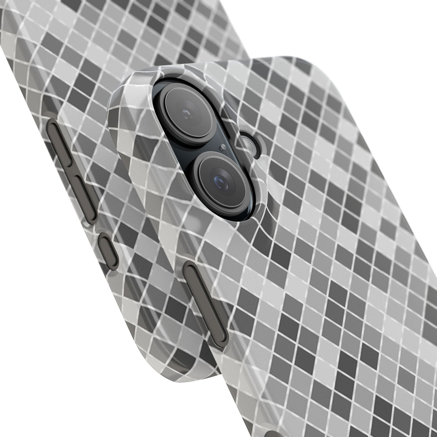 Chic Grey Mosaic Slim Phone Case - Stylish Protection for Modern Lifestyle