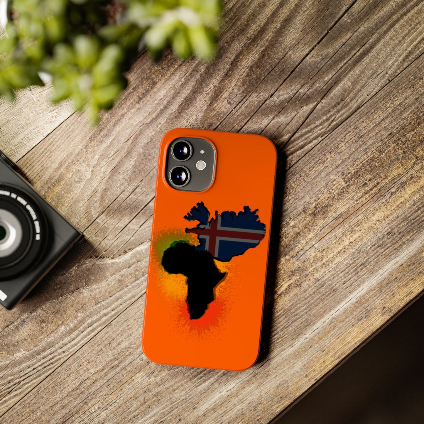 Bold African Map Slim Phone Case with Icelandic Flag