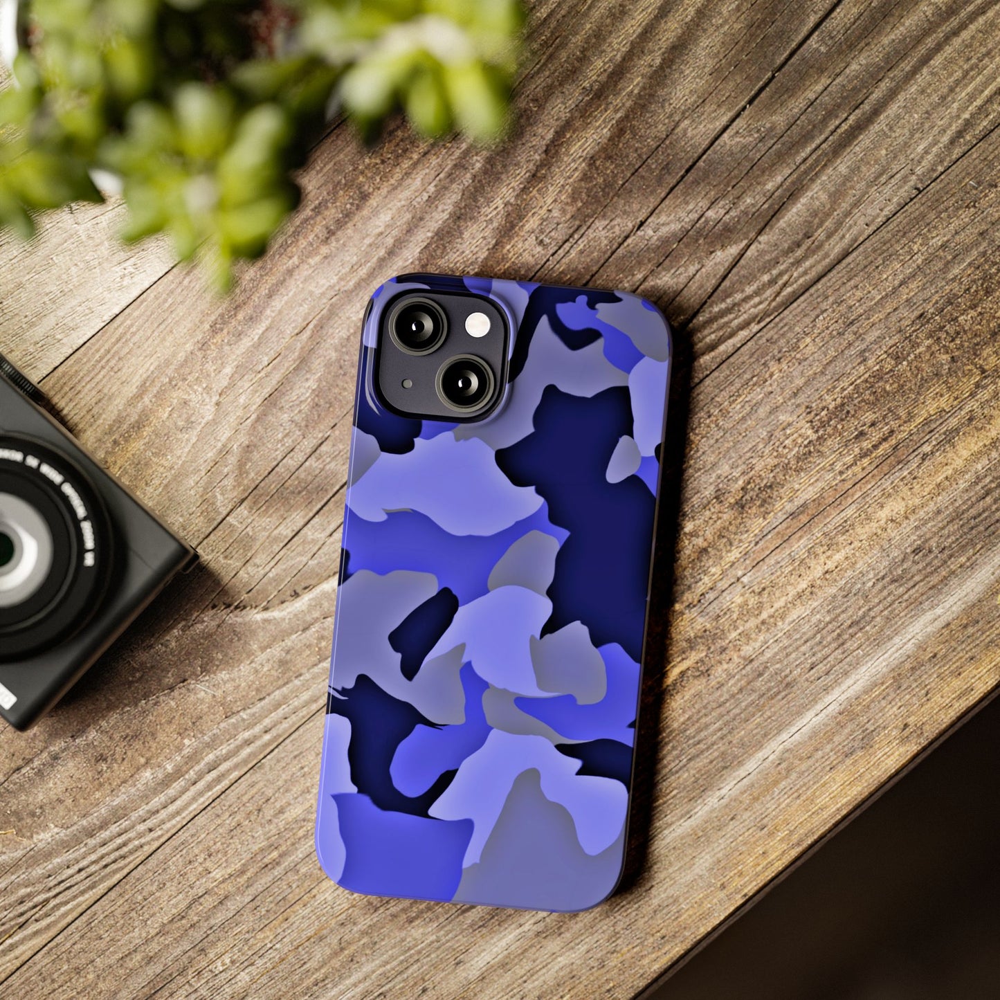 Stylish Slim Phone Case - Blue Abstract Camo Design for Trendsetters