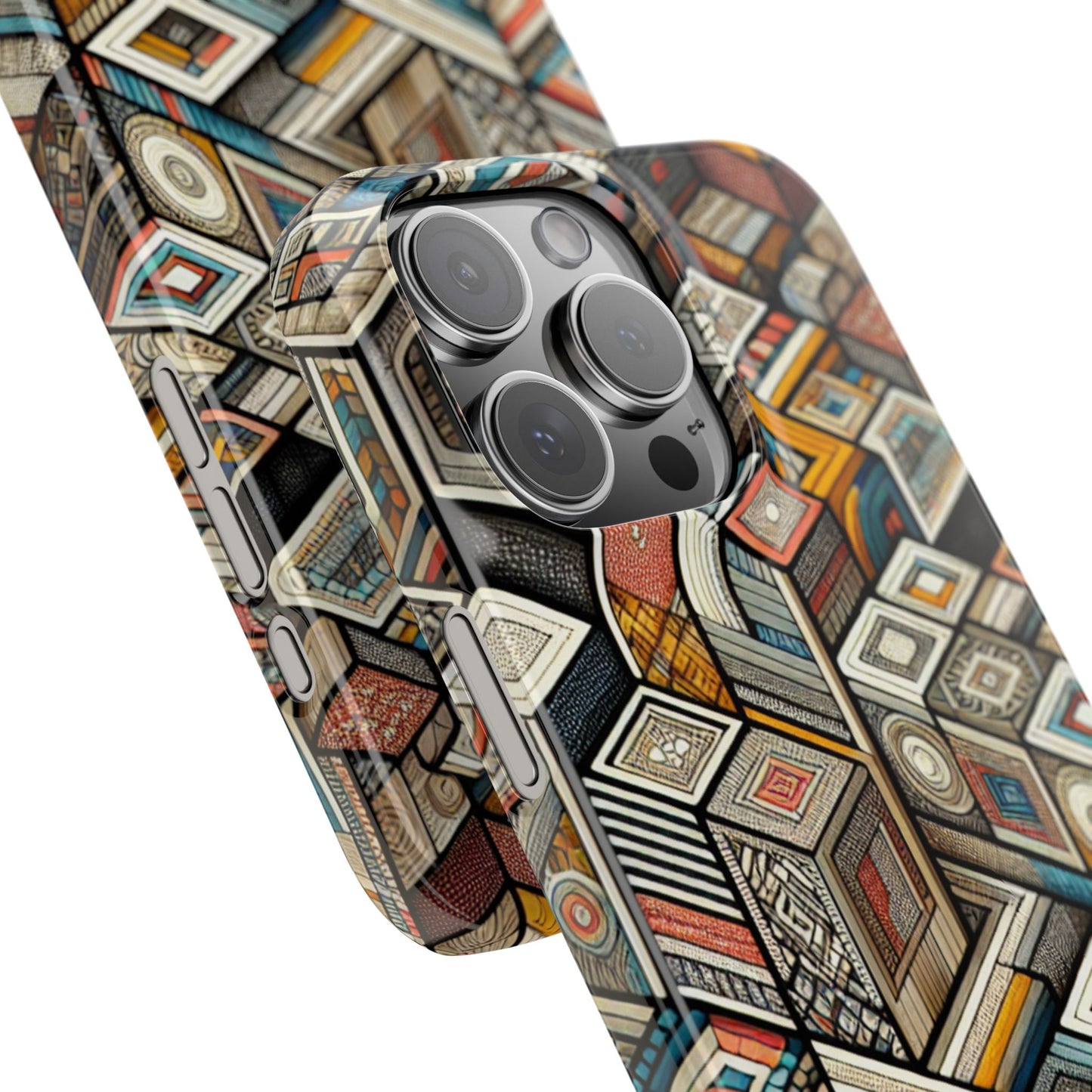 Artistic Retro Geometric Slim Phone Case - Unique Abstract Design