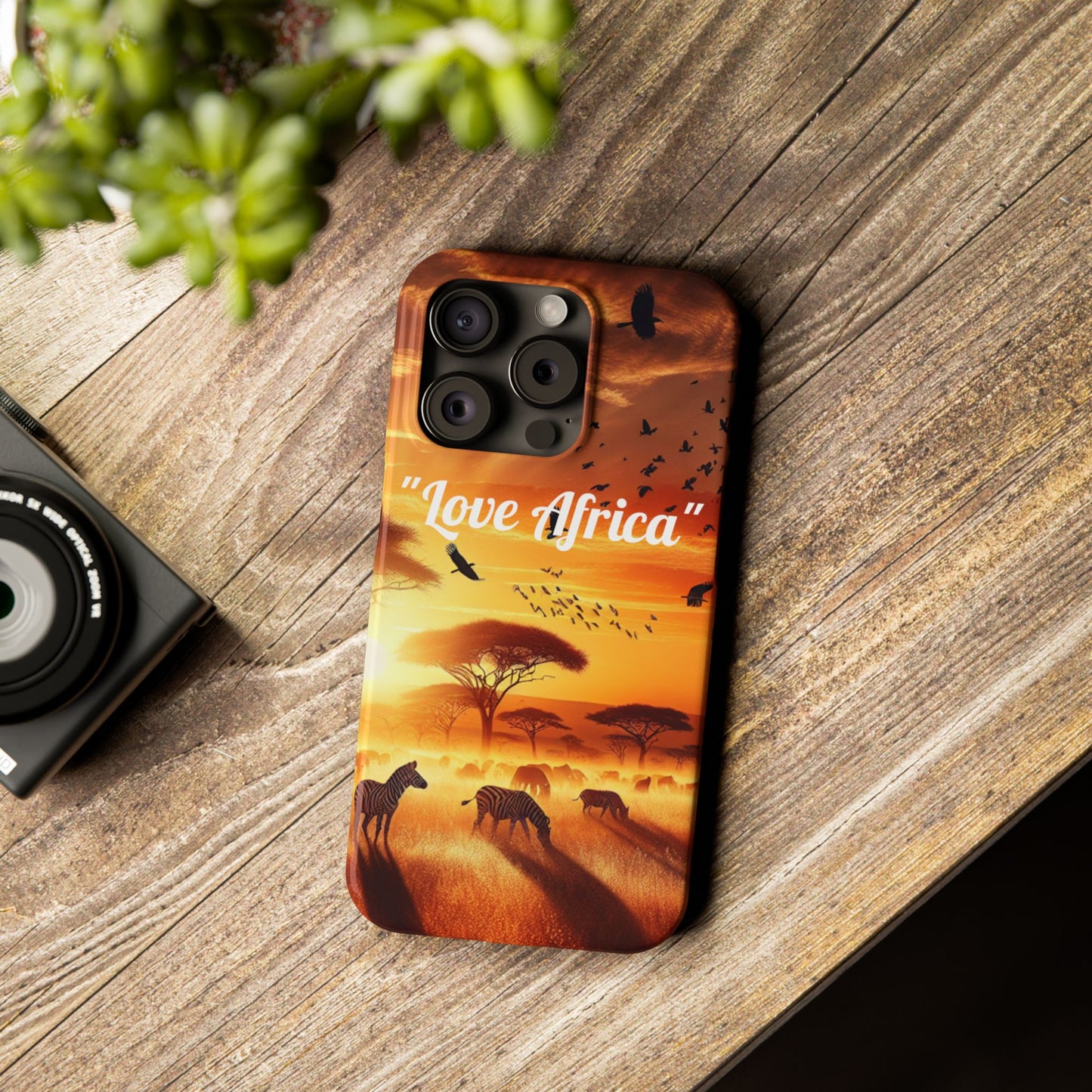 Slim Phone Case - "Love Africa" Sunset Design - Perfect Gift for Nature Lovers