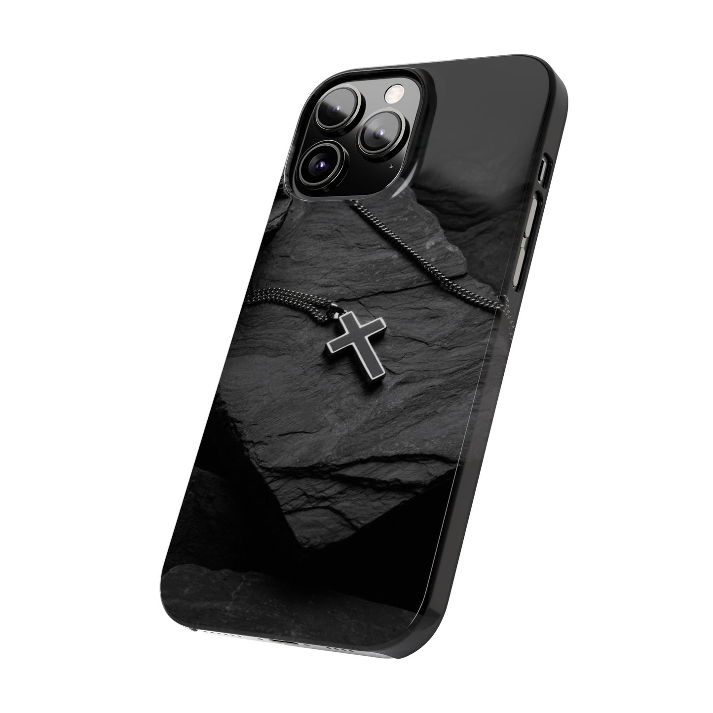 Minimalist Black Cross Slim Phone Case - Stylish & Modern Design
