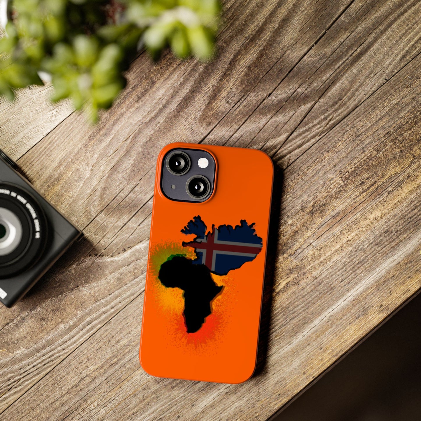 Bold African Map Slim Phone Case with Icelandic Flag