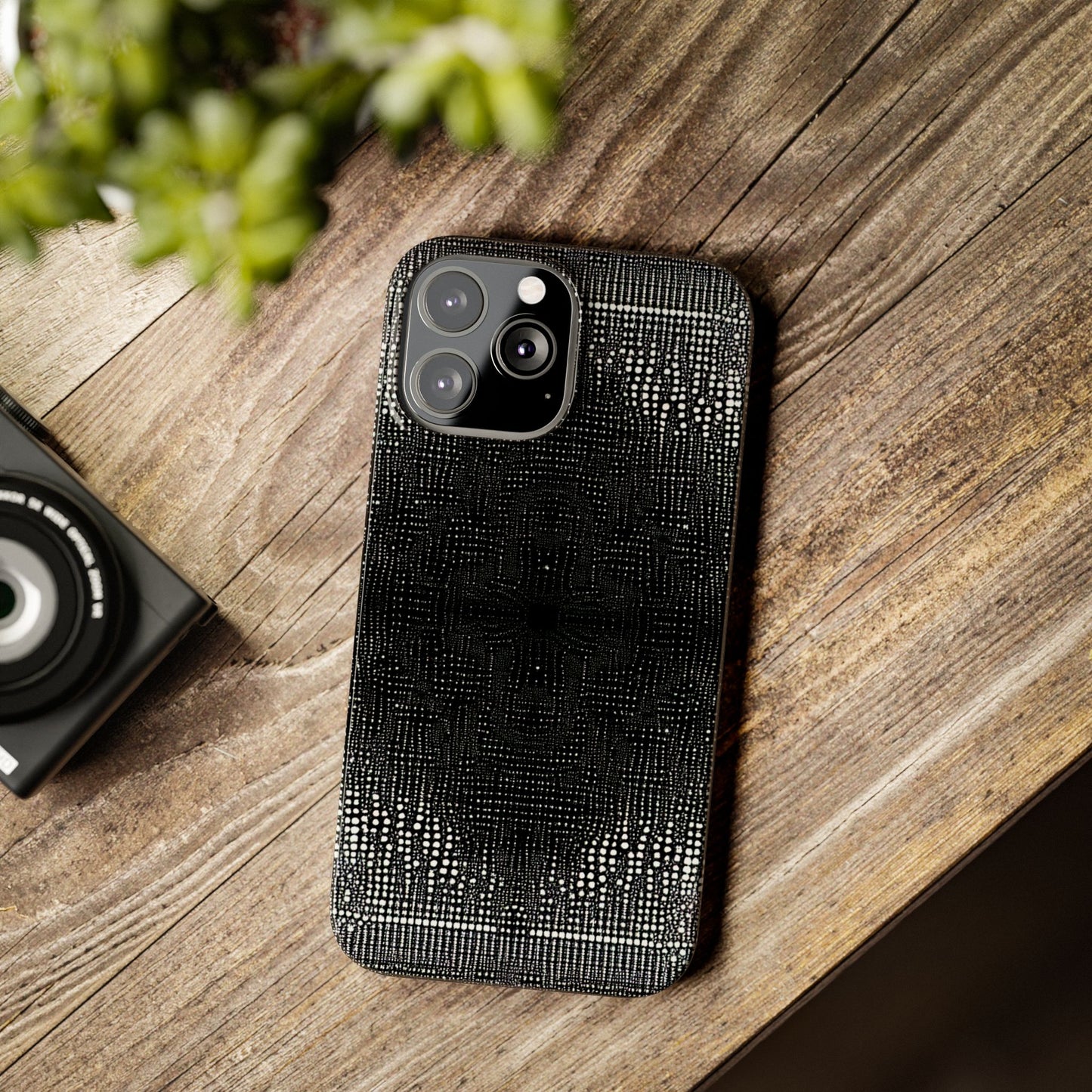 Glamorous Black Diamond Pattern Slim Phone Case