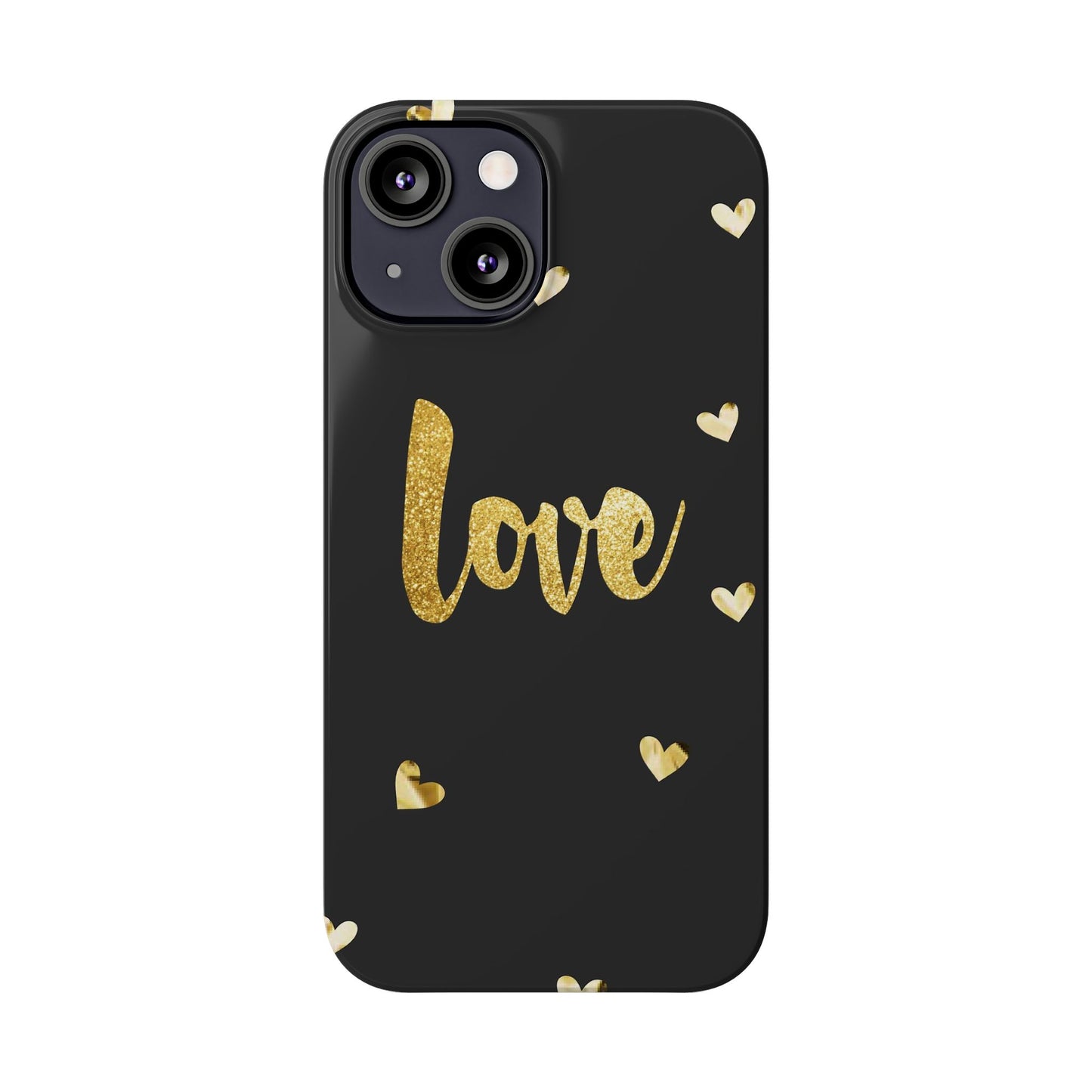 Glitter Love Slim Phone Case - Stylish Black Love Design