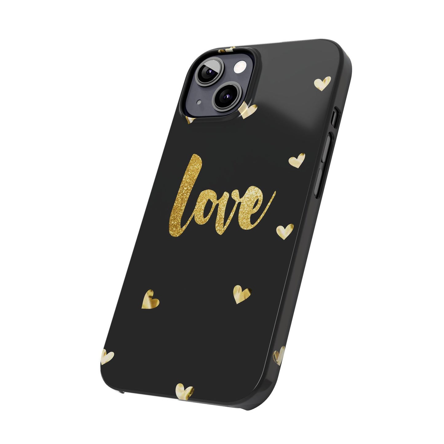 Glitter Love Slim Phone Case - Stylish Black Love Design