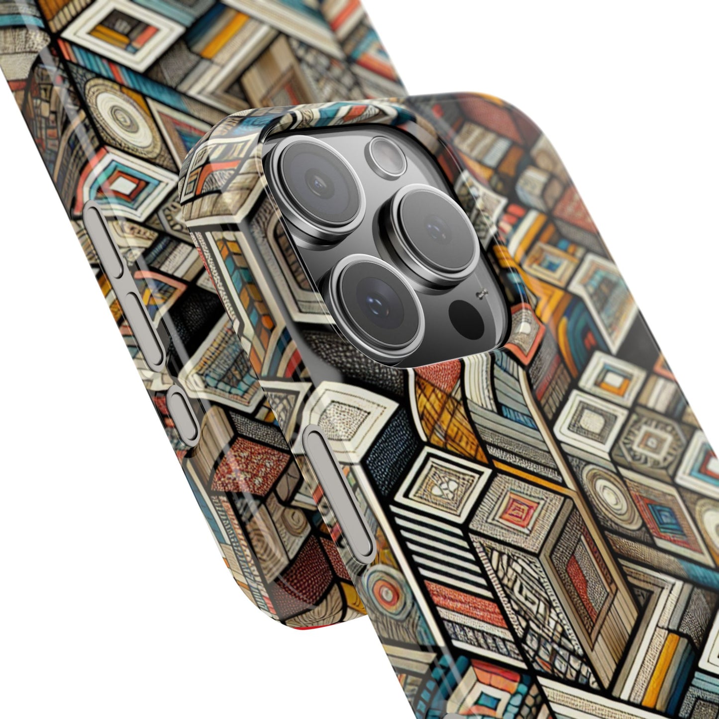Artistic Retro Geometric Slim Phone Case - Unique Abstract Design
