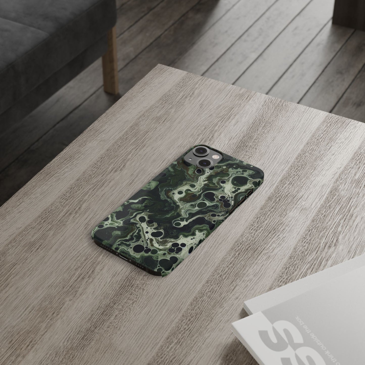 Marbled Green Slim Phone Case - Stylish Protection for Nature Lovers