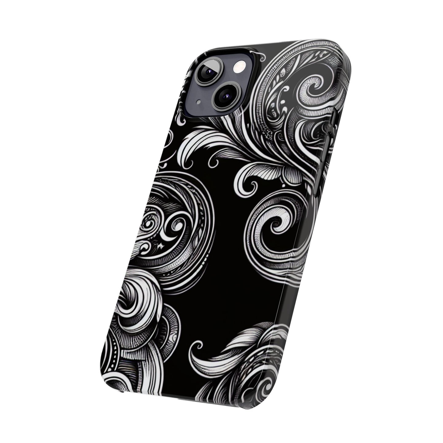 Elegant Black Swirl Slim Phone Case - Artistic Design for All Occasions