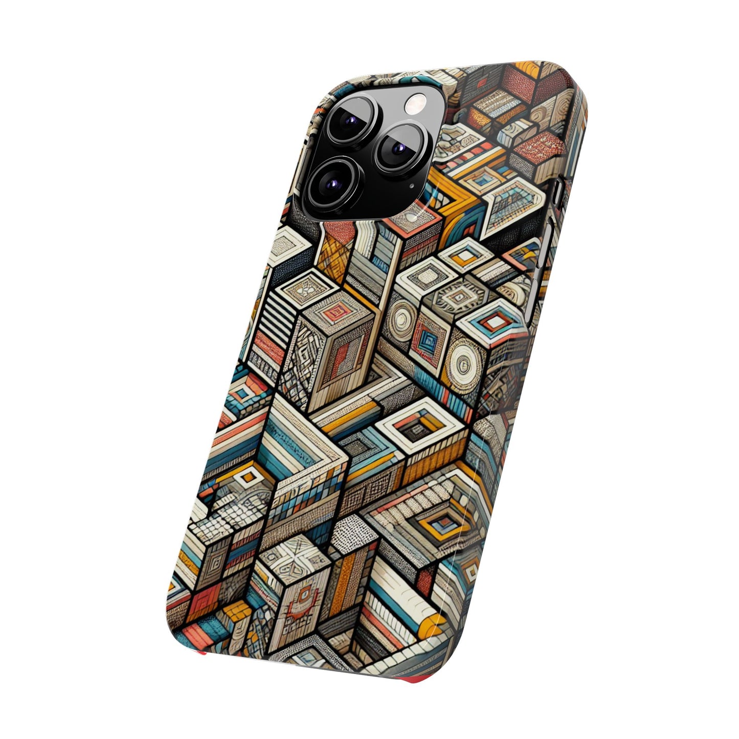 Artistic Retro Geometric Slim Phone Case - Unique Abstract Design