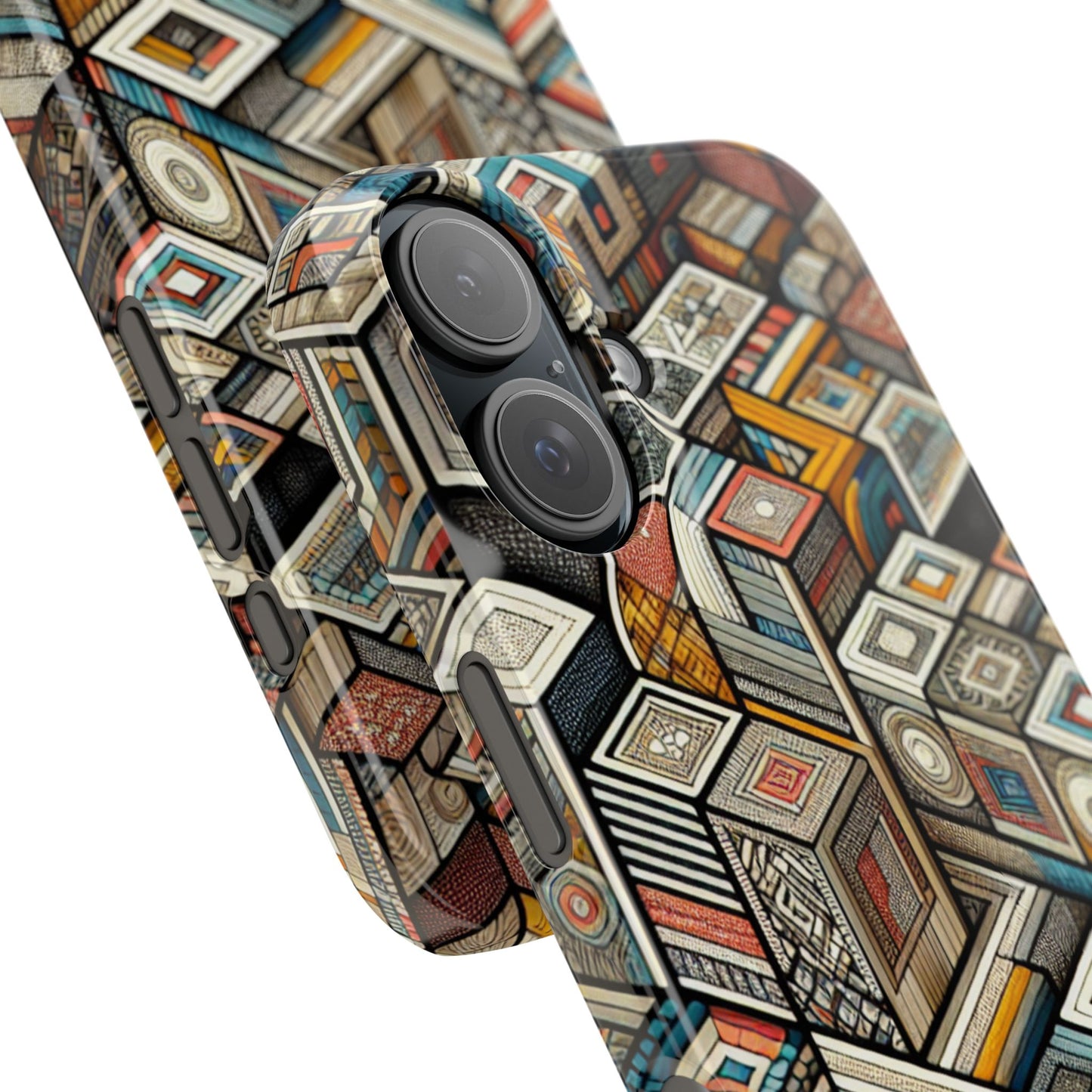 Artistic Retro Geometric Slim Phone Case - Unique Abstract Design