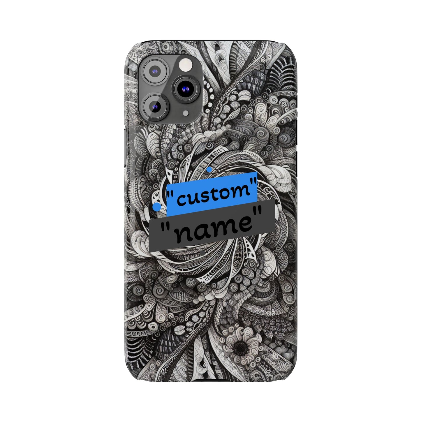Customizable Slim Phone Cases - Personalized Black Swirl Design