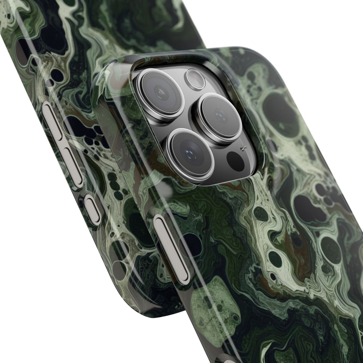 Marbled Green Slim Phone Case - Stylish Protection for Nature Lovers