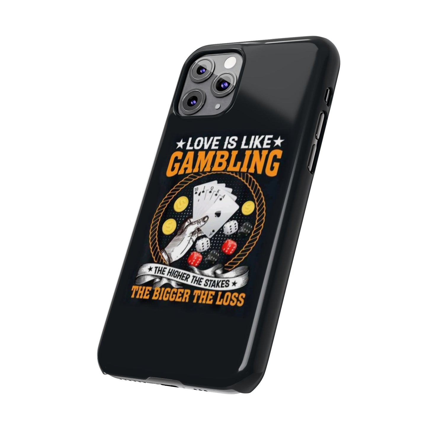 Gambling-Themed Slim Phone Case - 'Love is Like Gambling' Design