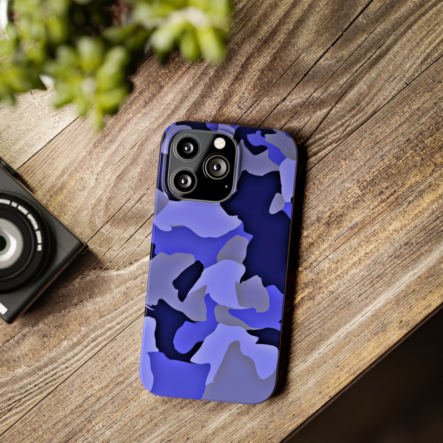Stylish Slim Phone Case - Blue Abstract Camo Design for Trendsetters