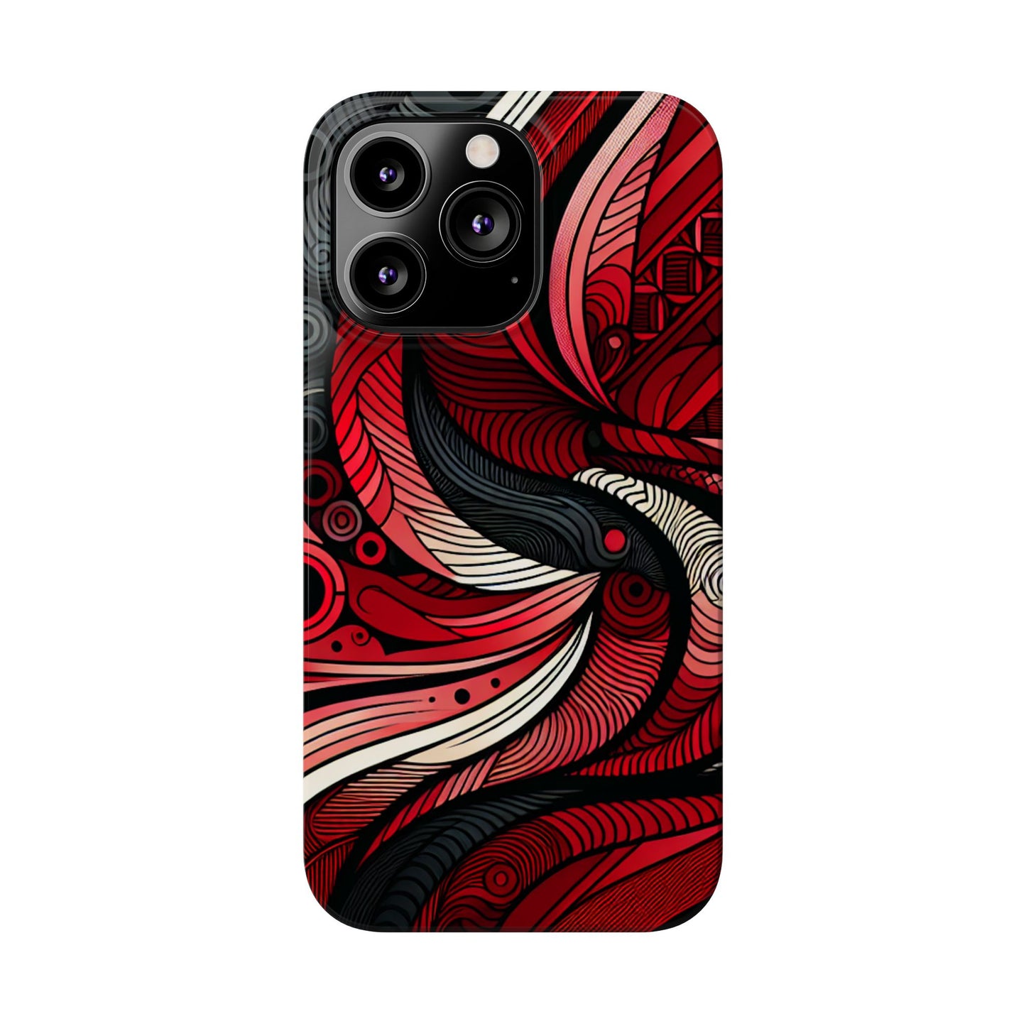 Artistic Red Swirl Slim Phone Case - Trendy Design for Stylish Protection
