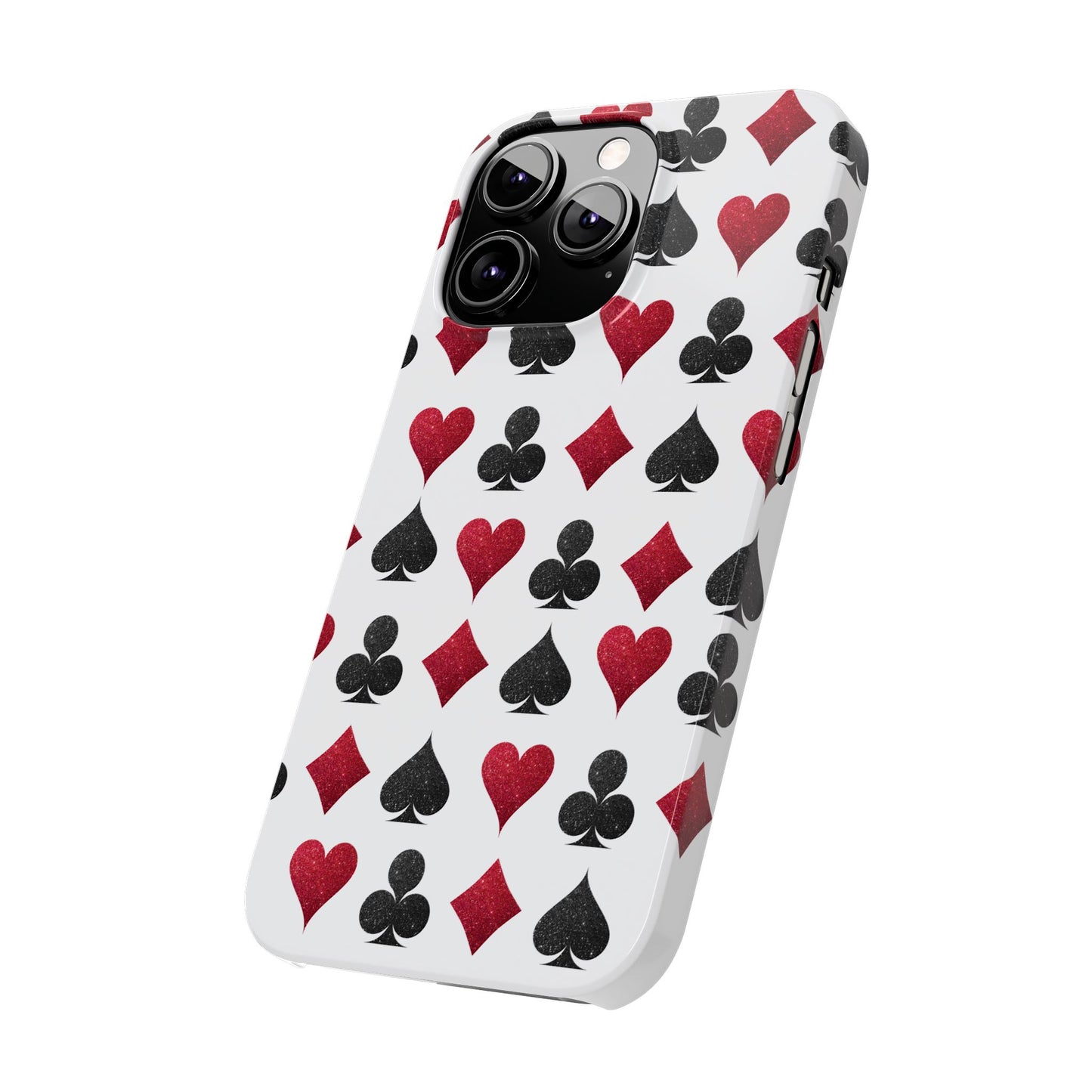 Stylish Playing Card Slim Phone Case - Red & Black Design
