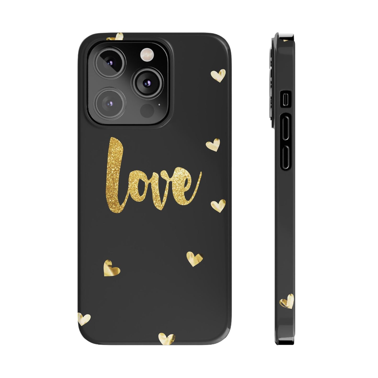 Glitter Love Slim Phone Case - Stylish Black Love Design