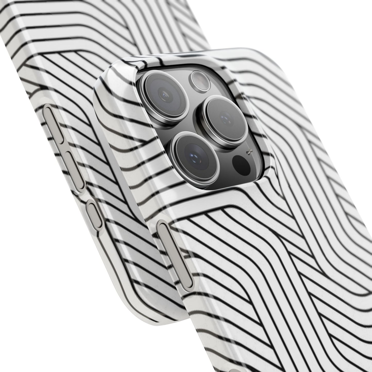 Stylish Geometric Slim Phone Case - Sleek Black and White Design for Minimalist Aesthetics