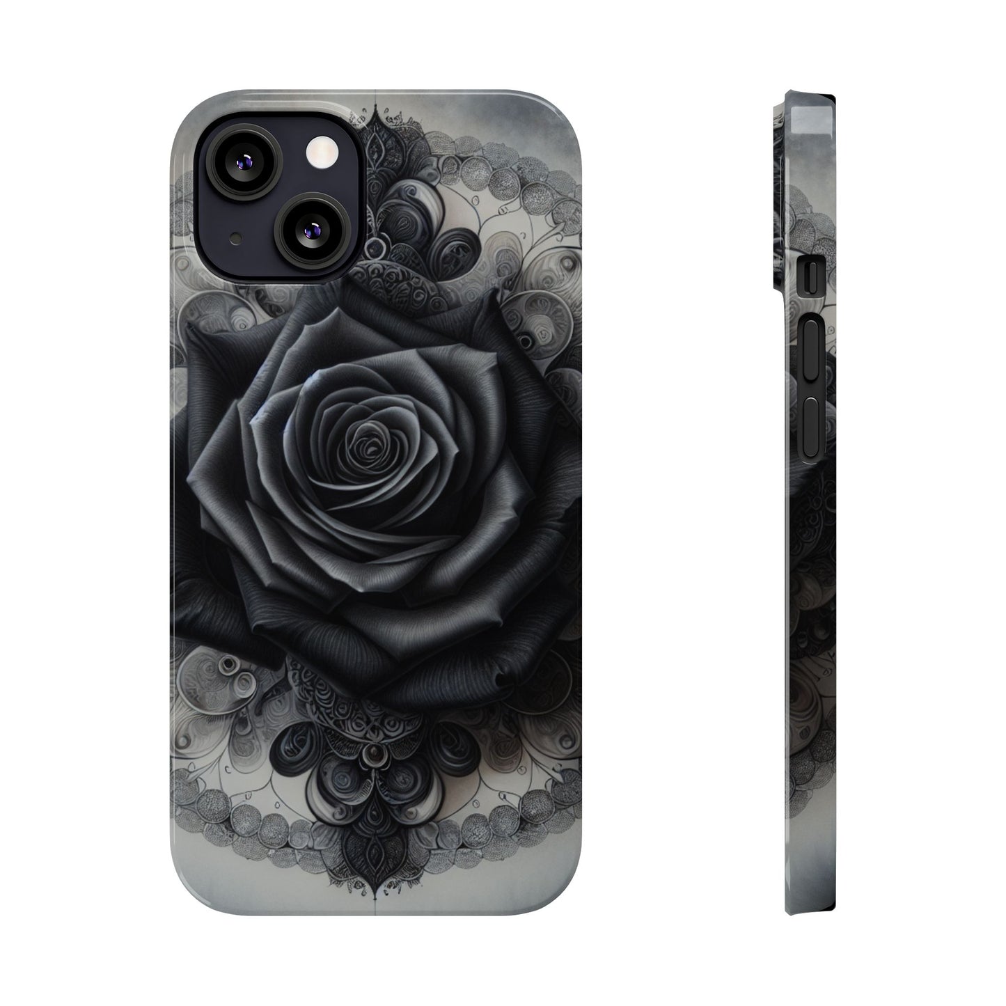 Elegant Black Rose Slim Phone Case for Stylish Protection