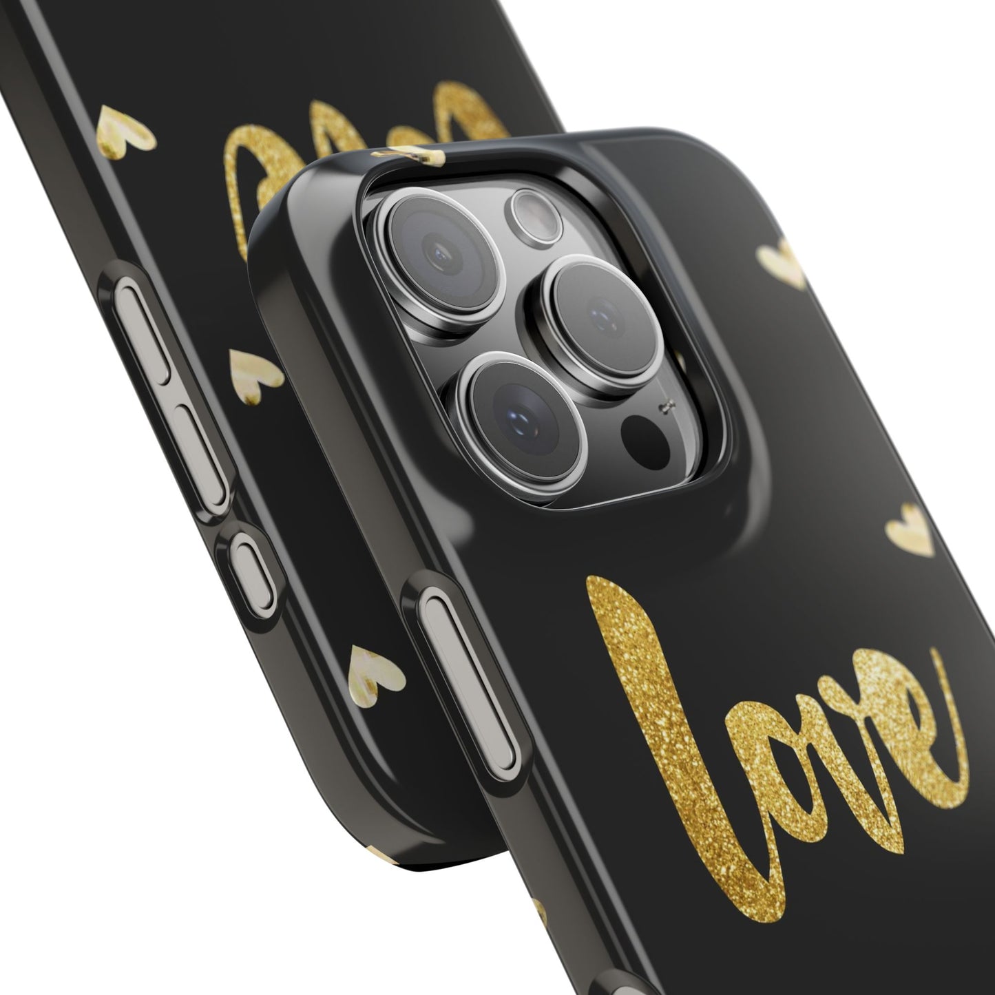 Glitter Love Slim Phone Case - Stylish Black Love Design