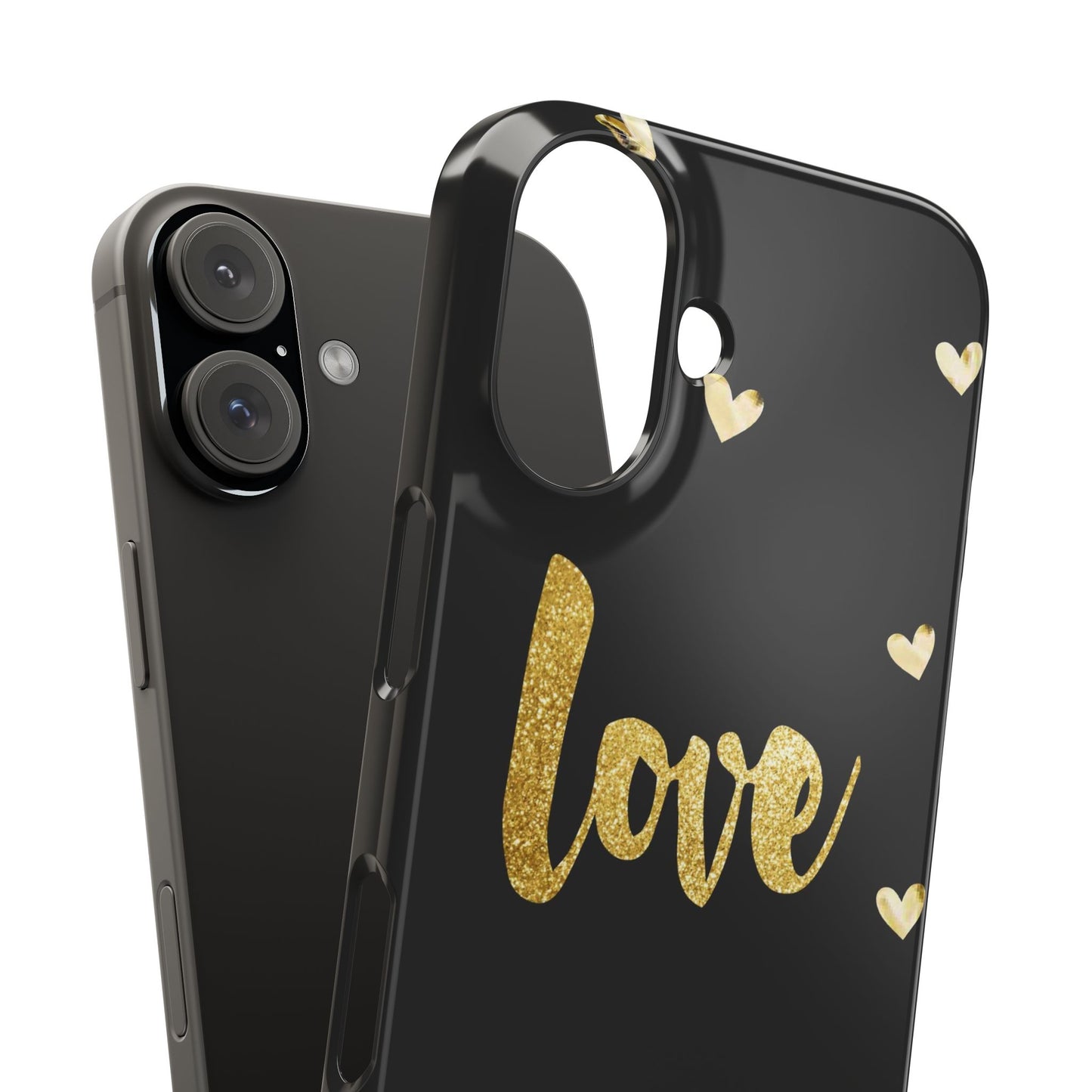 Glitter Love Slim Phone Case - Stylish Black Love Design