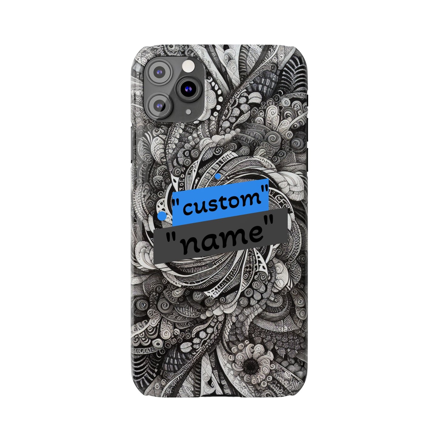 Customizable Slim Phone Cases - Personalized Black Swirl Design