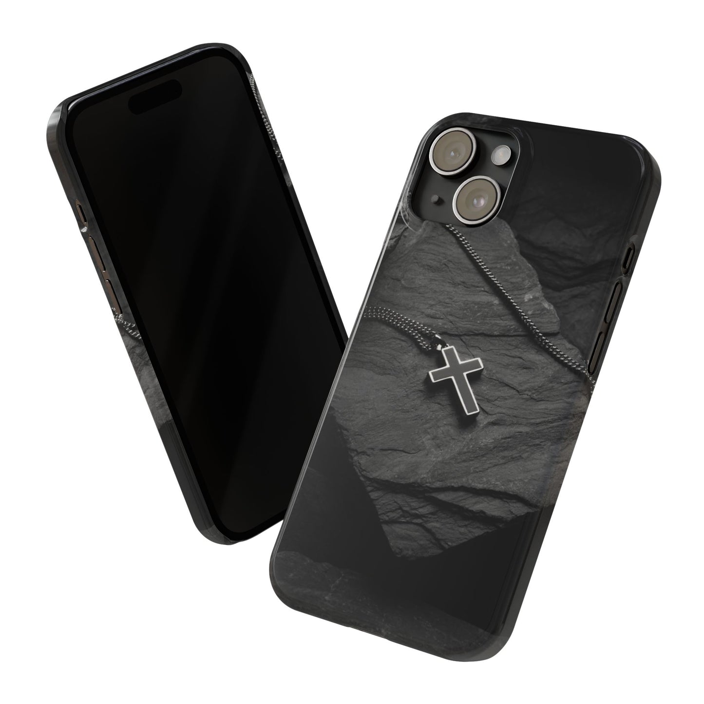 Minimalist Black Cross Slim Phone Case - Stylish & Modern Design