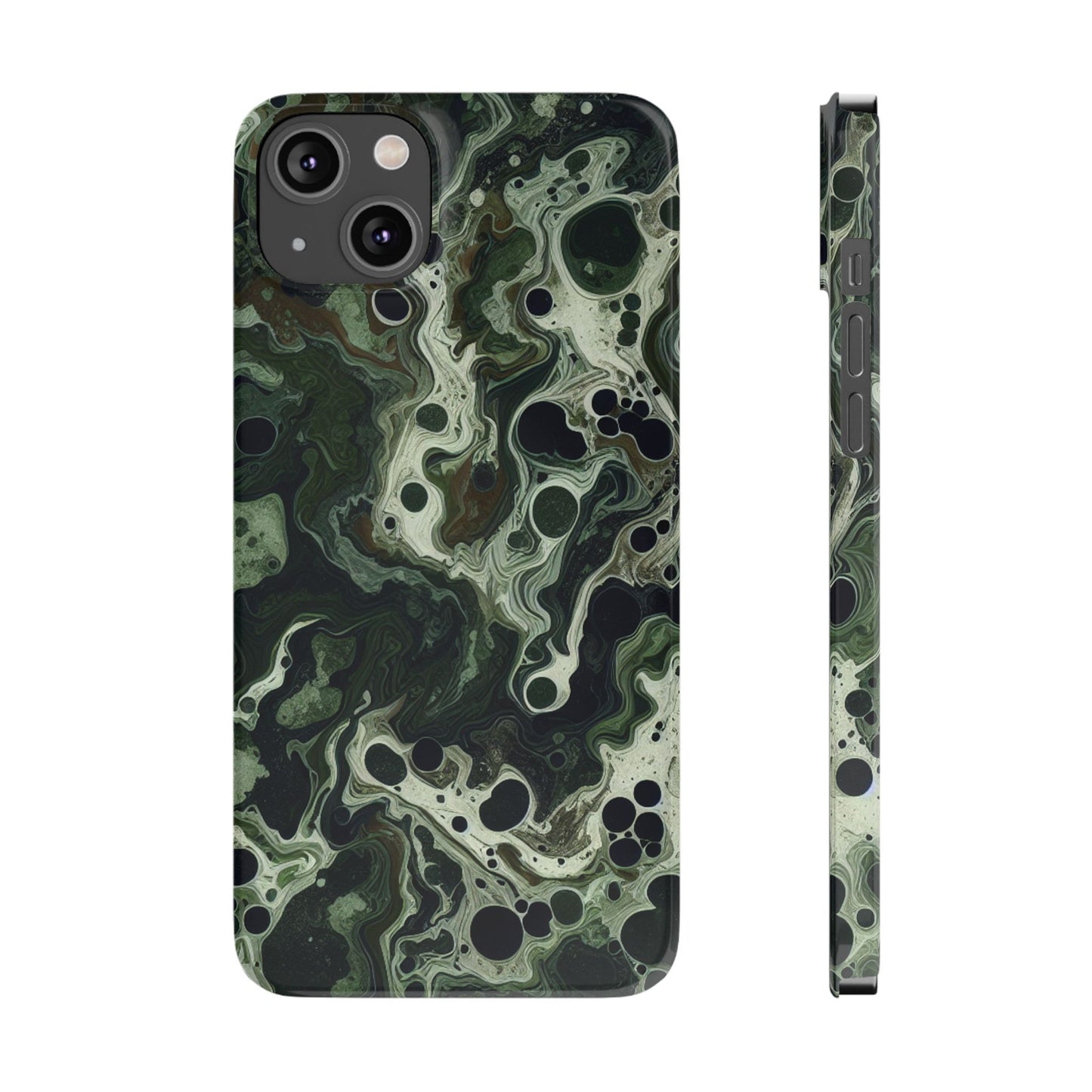 Marbled Green Slim Phone Case - Stylish Protection for Nature Lovers