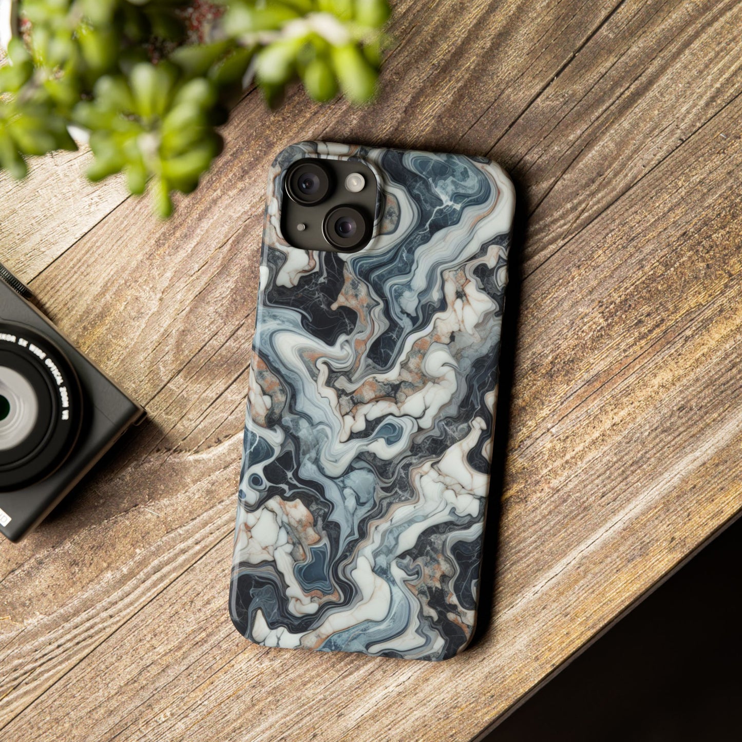 Artistic Marble Slim Phone Case - Elegant Design for Modern Aesthetics