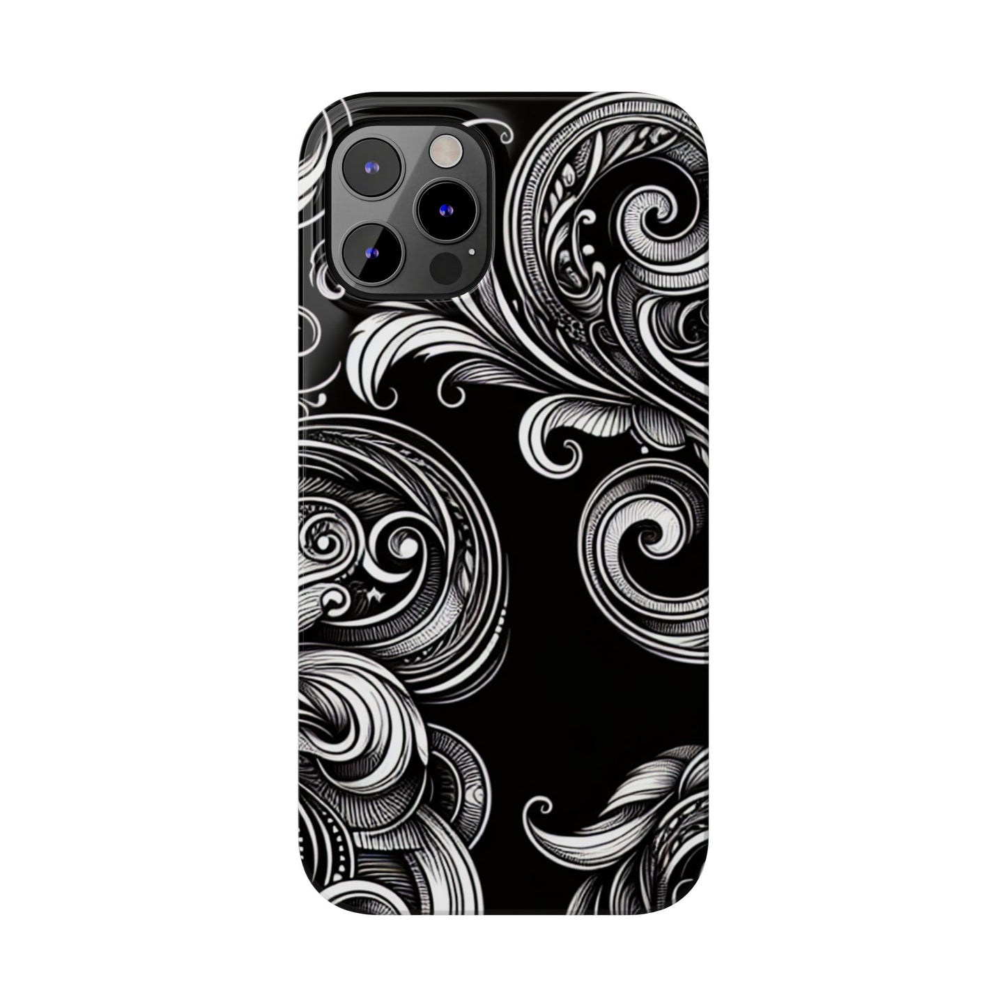 Elegant Black Swirl Slim Phone Case - Artistic Design for All Occasions