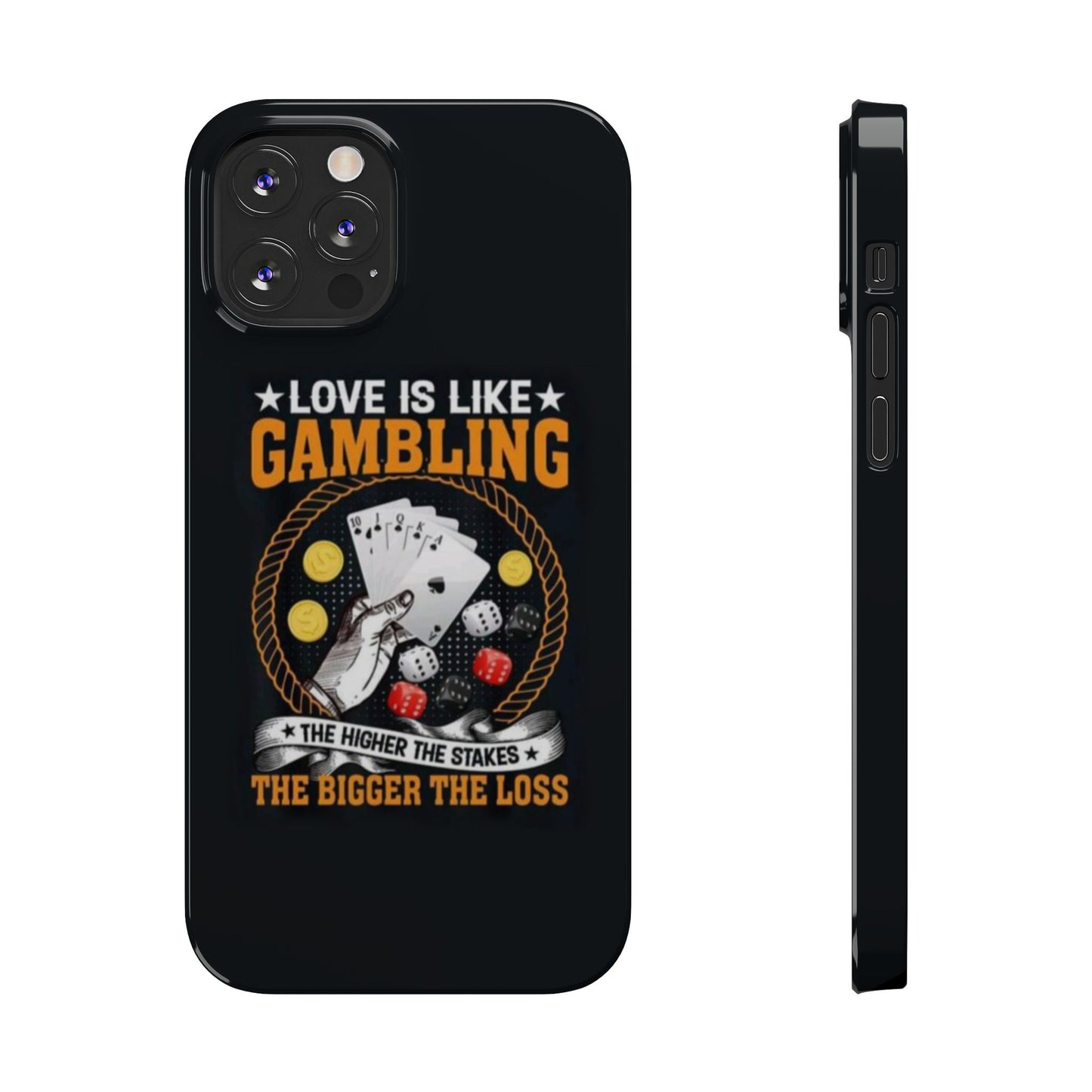 Gambling-Themed Slim Phone Case - 'Love is Like Gambling' Design