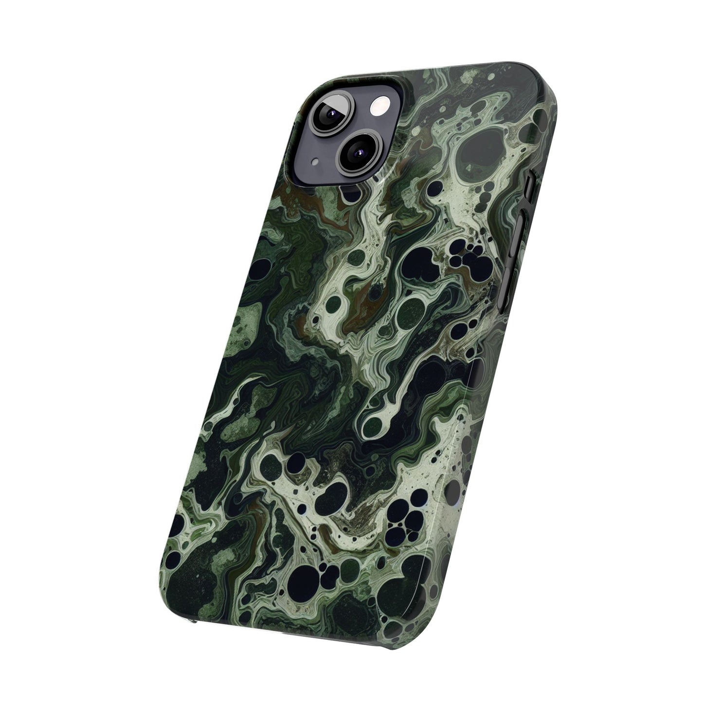 Marbled Green Slim Phone Case - Stylish Protection for Nature Lovers