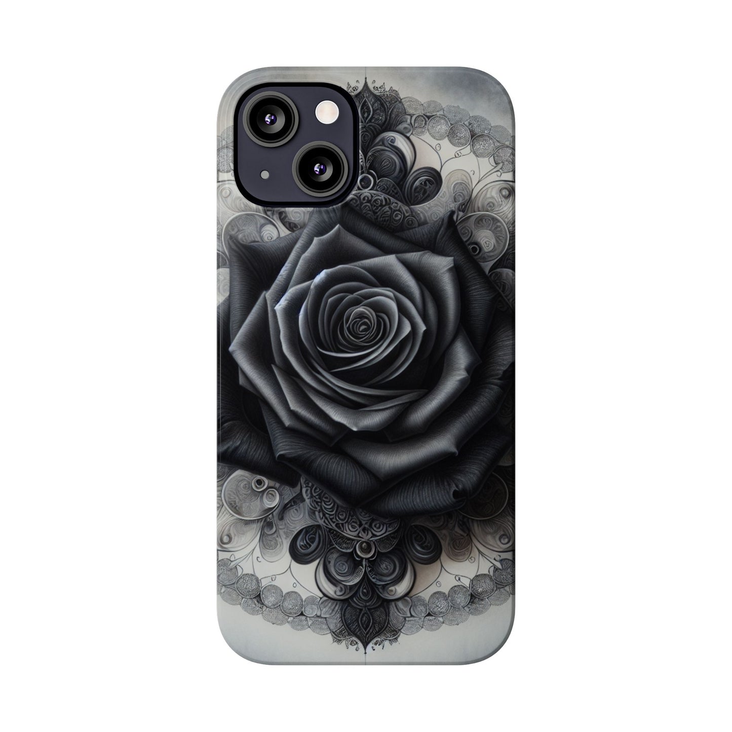 Elegant Black Rose Slim Phone Case for Stylish Protection