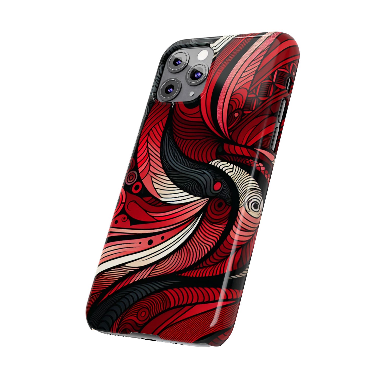 Artistic Red Swirl Slim Phone Case - Trendy Design for Stylish Protection