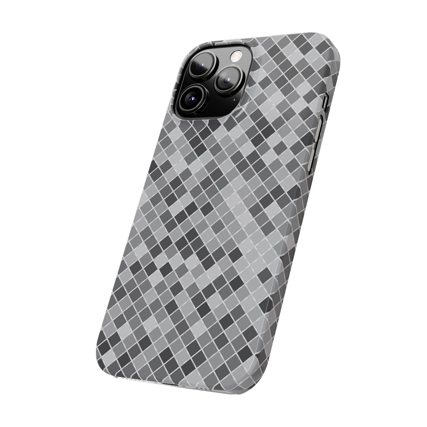 Chic Grey Mosaic Slim Phone Case - Stylish Protection for Modern Lifestyle