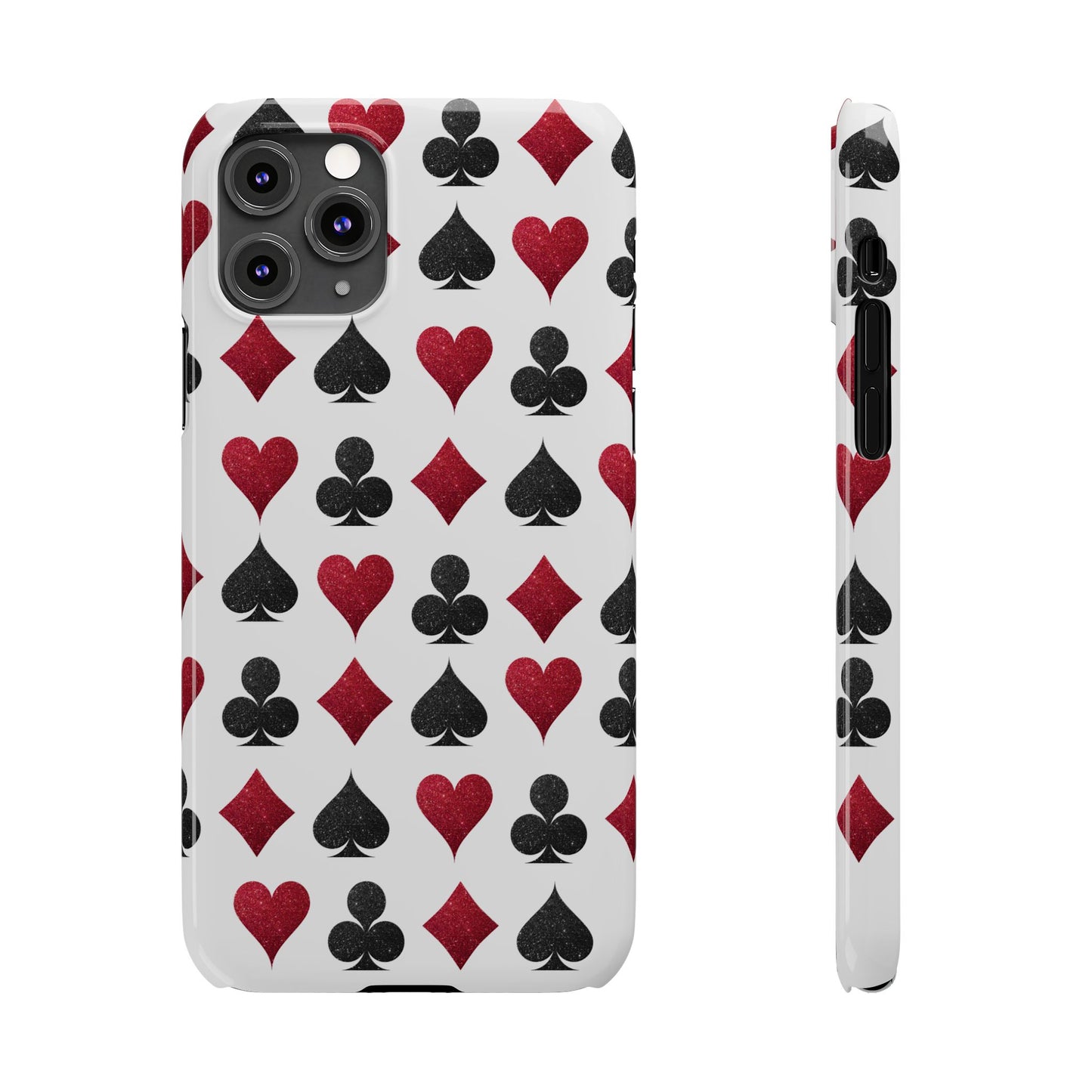 Stylish Playing Card Slim Phone Case - Red & Black Design