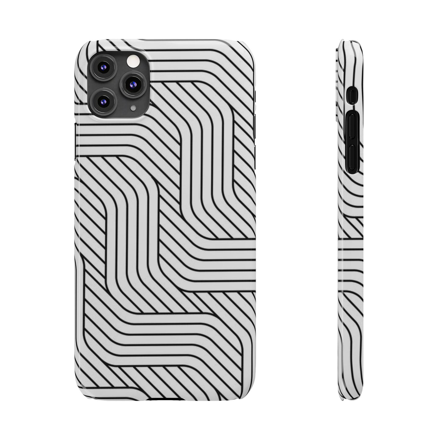 Stylish Geometric Slim Phone Case - Sleek Black and White Design for Minimalist Aesthetics