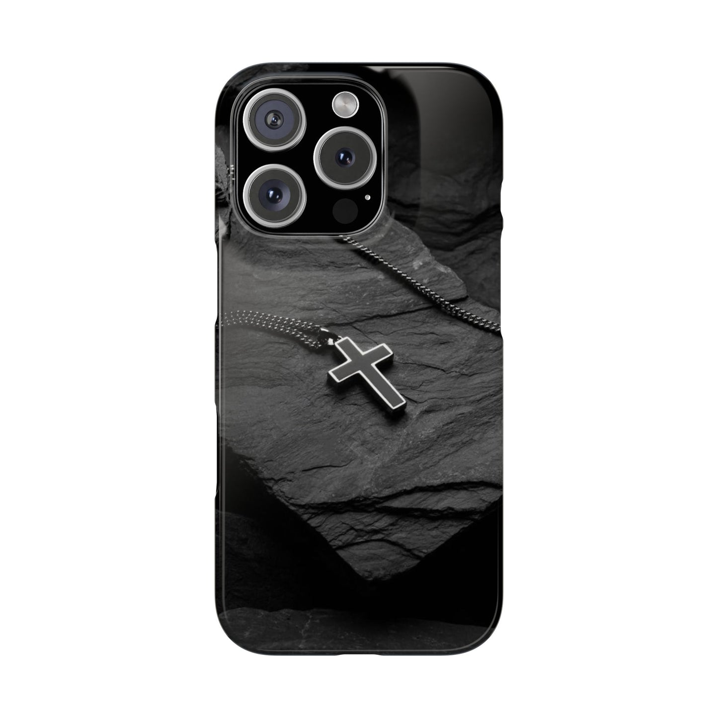 Minimalist Black Cross Slim Phone Case - Stylish & Modern Design